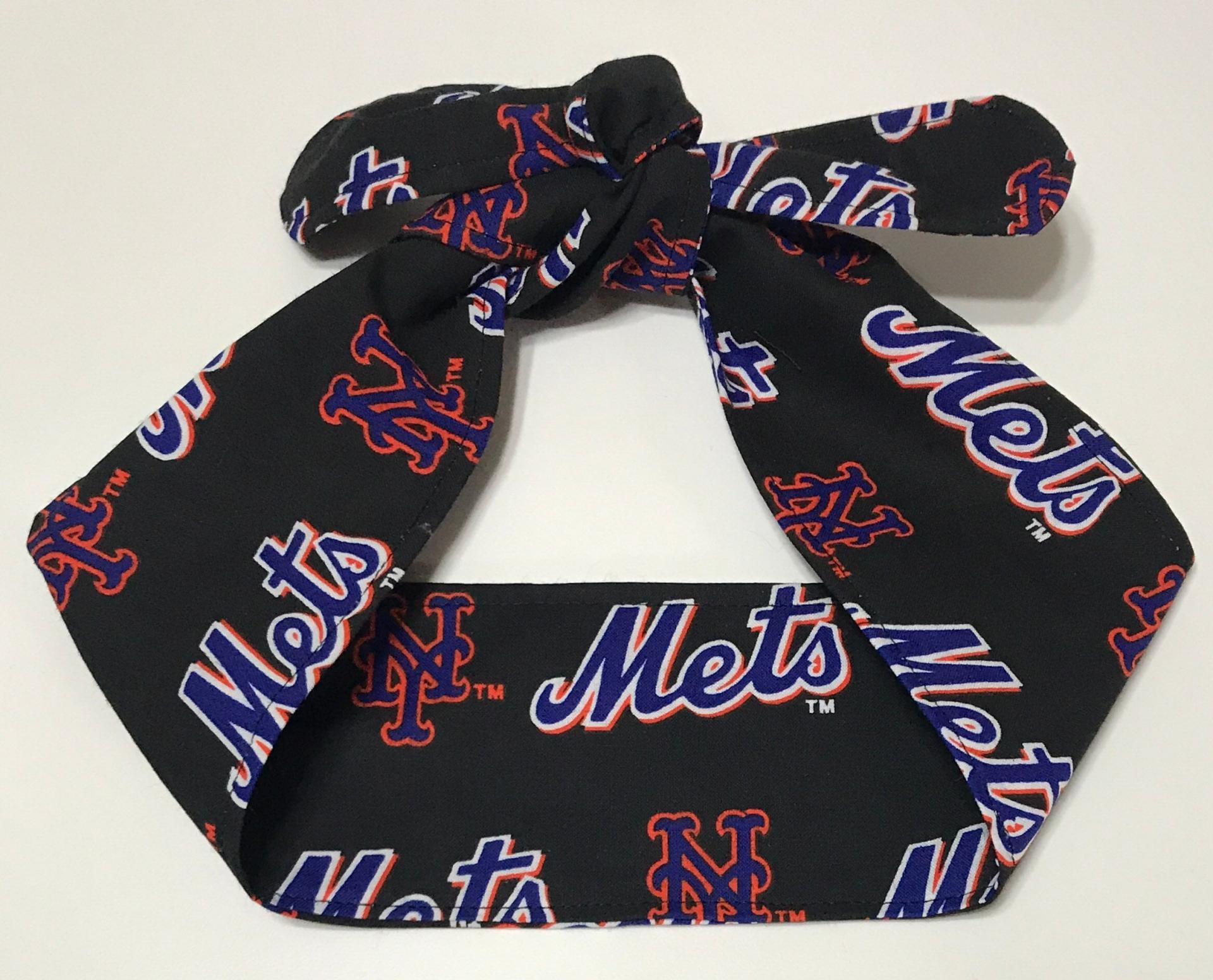 3” Wide NY Mets headband, black, hair wrap, handmade,  pin up, hair tie, retro, rockabilly, New York Mets