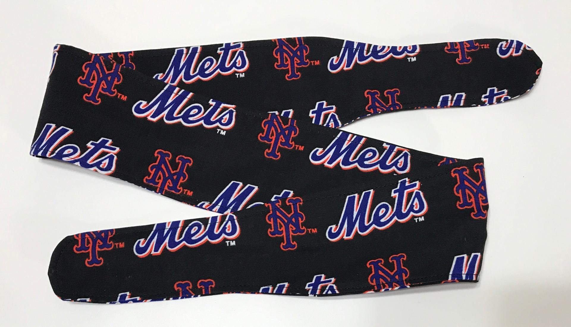 3” Wide NY Mets headband, black, hair wrap, handmade,  pin up, hair tie, retro, rockabilly, New York Mets