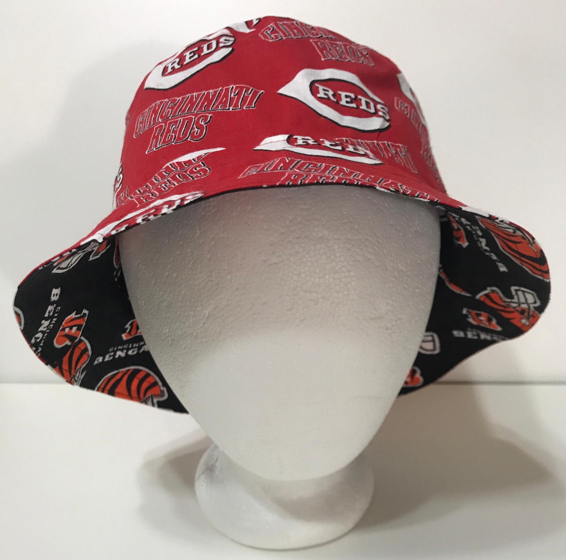 Cincinnati Reds / Bengals Bucket Hat, Reversible, Unisex Sizes S-XXL, Cotton, Handmade, summer fishing hat, ponytail sun hat, floppy hat