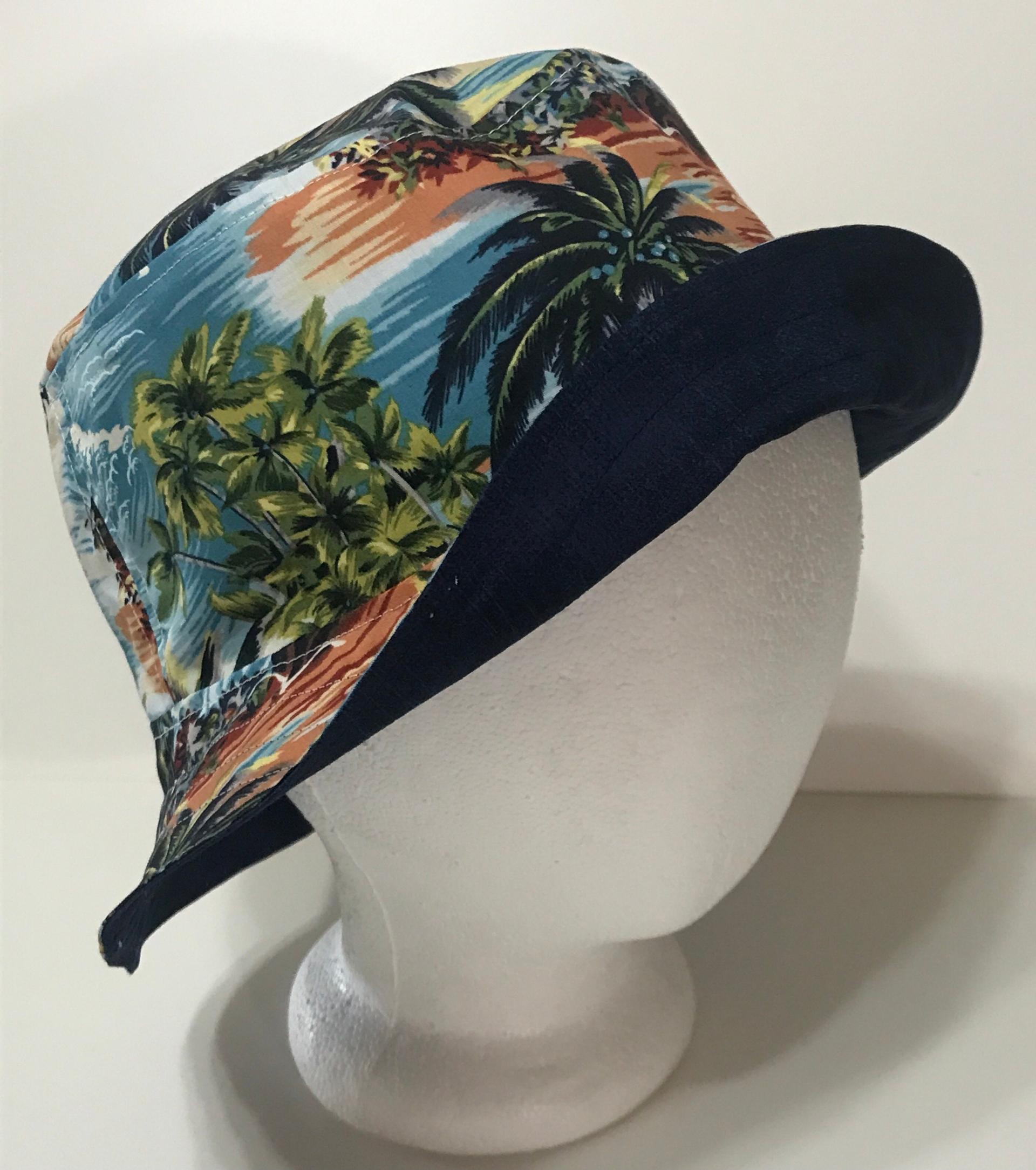 Tropical Theme Bucket Hat, Palm Trees, Sizes S-XXL, floppy hat, fishing hat, sun hat, casual hat, beach hat, Hawaiian resort cruise vacation hat