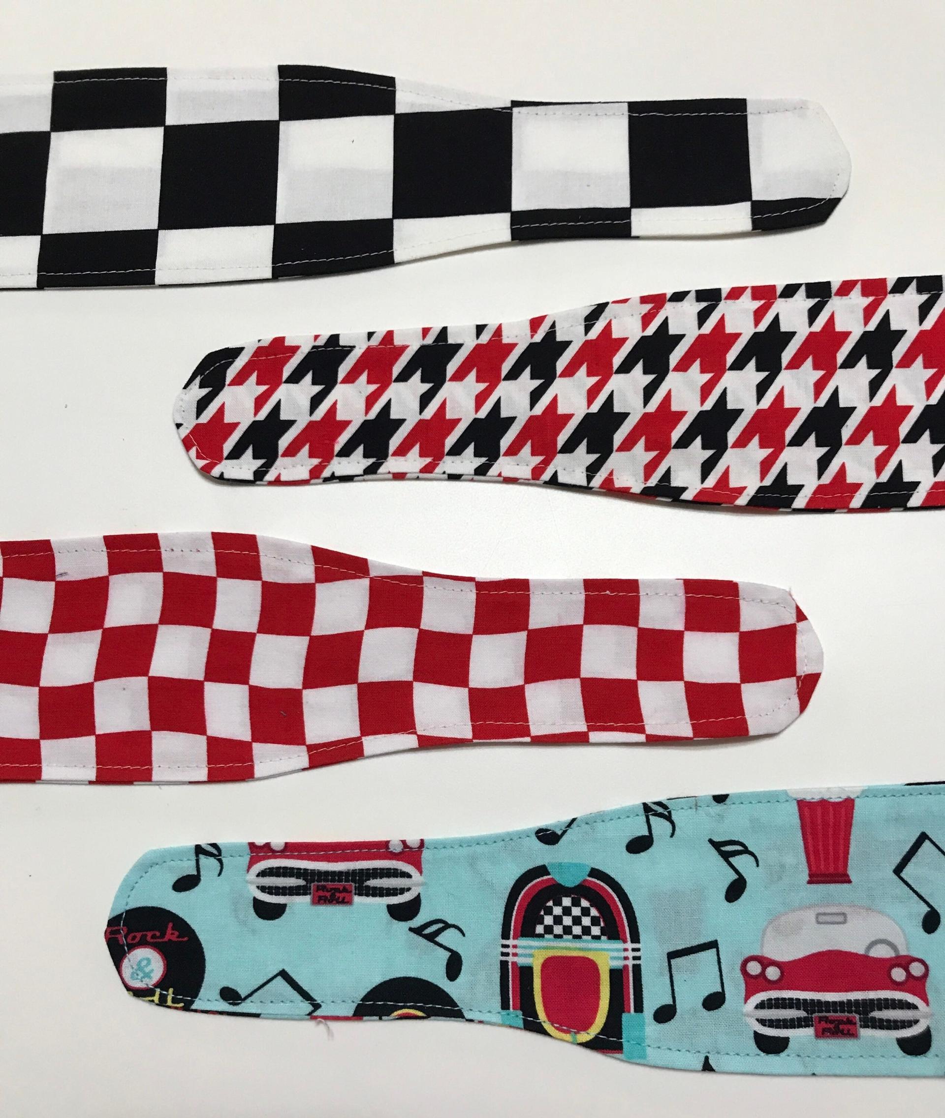 3” Wide Rockabilly headbands, hair wrap, pin up, scarf, hair tie, retro, diner music cars jukebox checks, red black white aqua