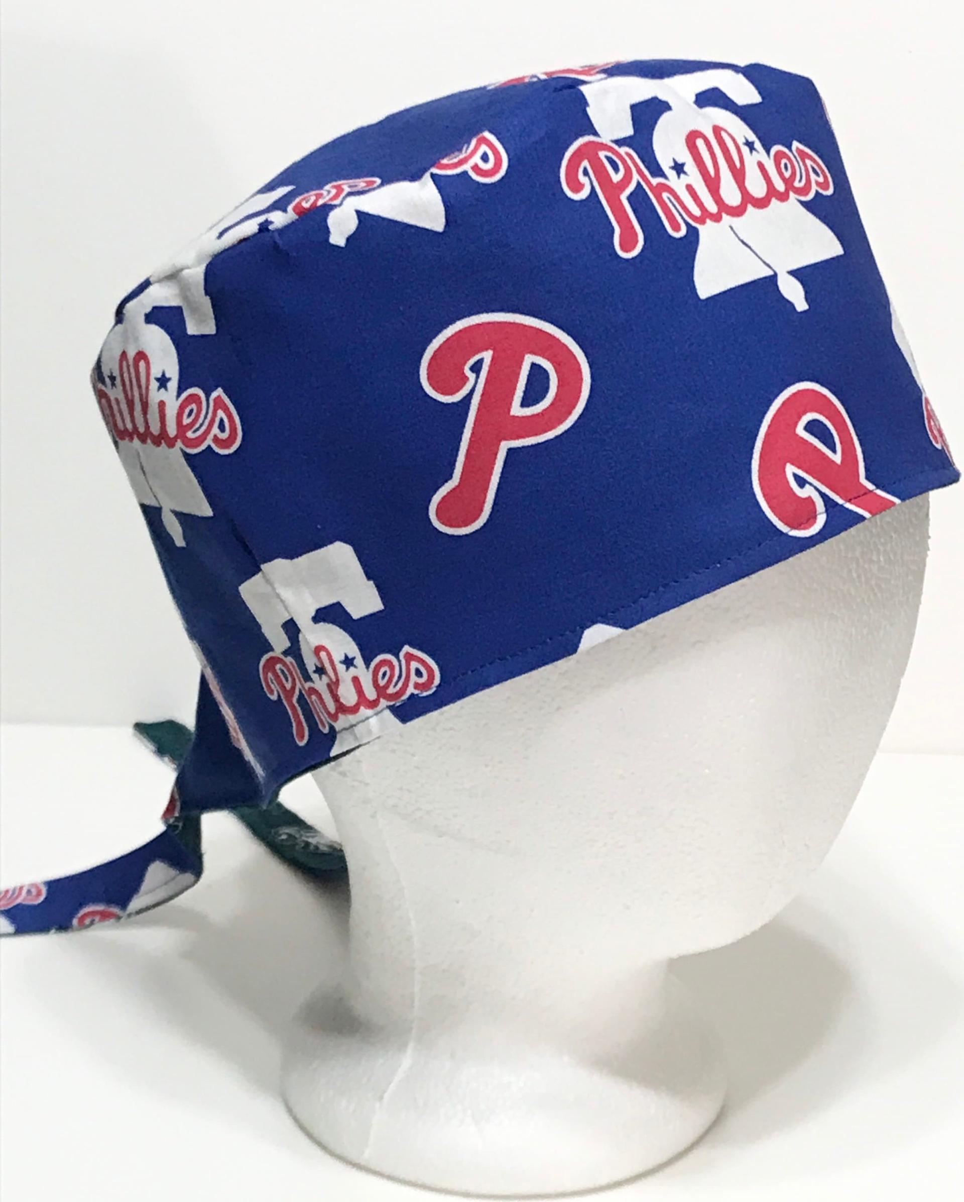 Reversible Philadelphia Phillies / Eagles scrub cap, tie back, skull cap for nurse, technician, welder, food service, biker, handmade