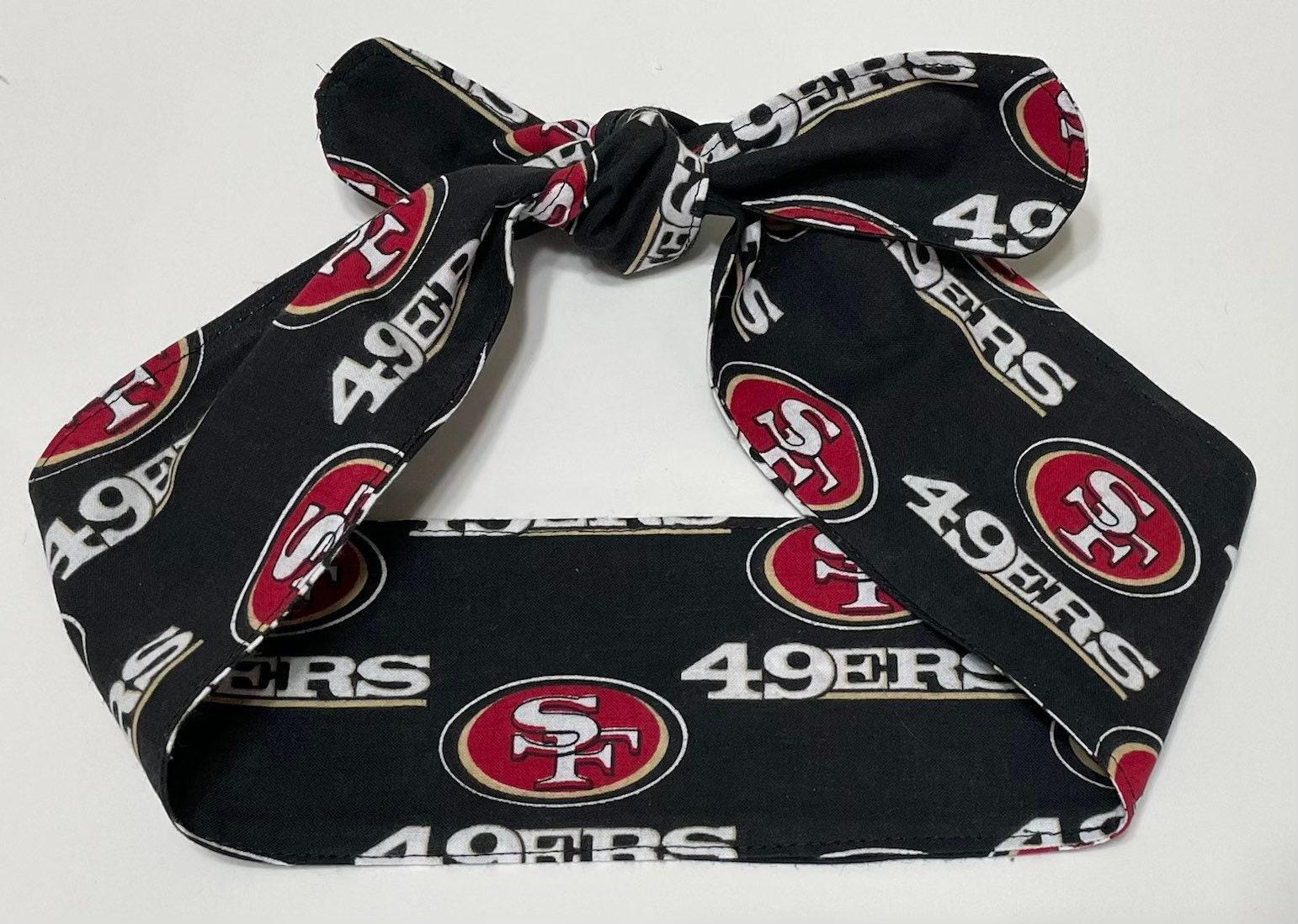 3” Wide San Francisco 49ers headband, handmade, Niners hair wrap, pin up, hair tie, retro, rockabilly, scarf
