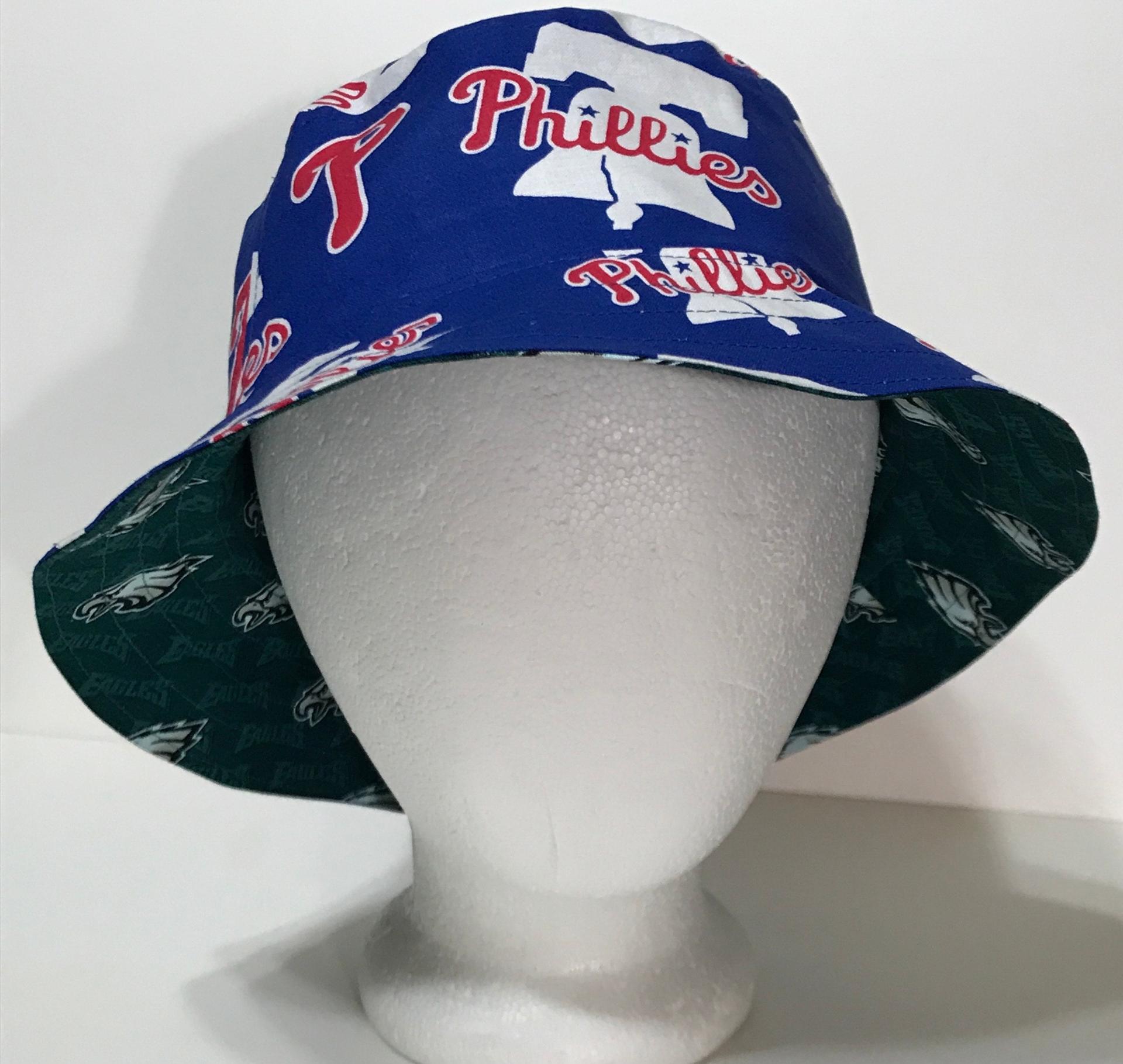 Philadelphia Phillies / Eagles Bucket Hat, Reversible, Sizes S-XXL, summer hat, fishing hat, sun hat, floppy hat, ponytail hat, handmade