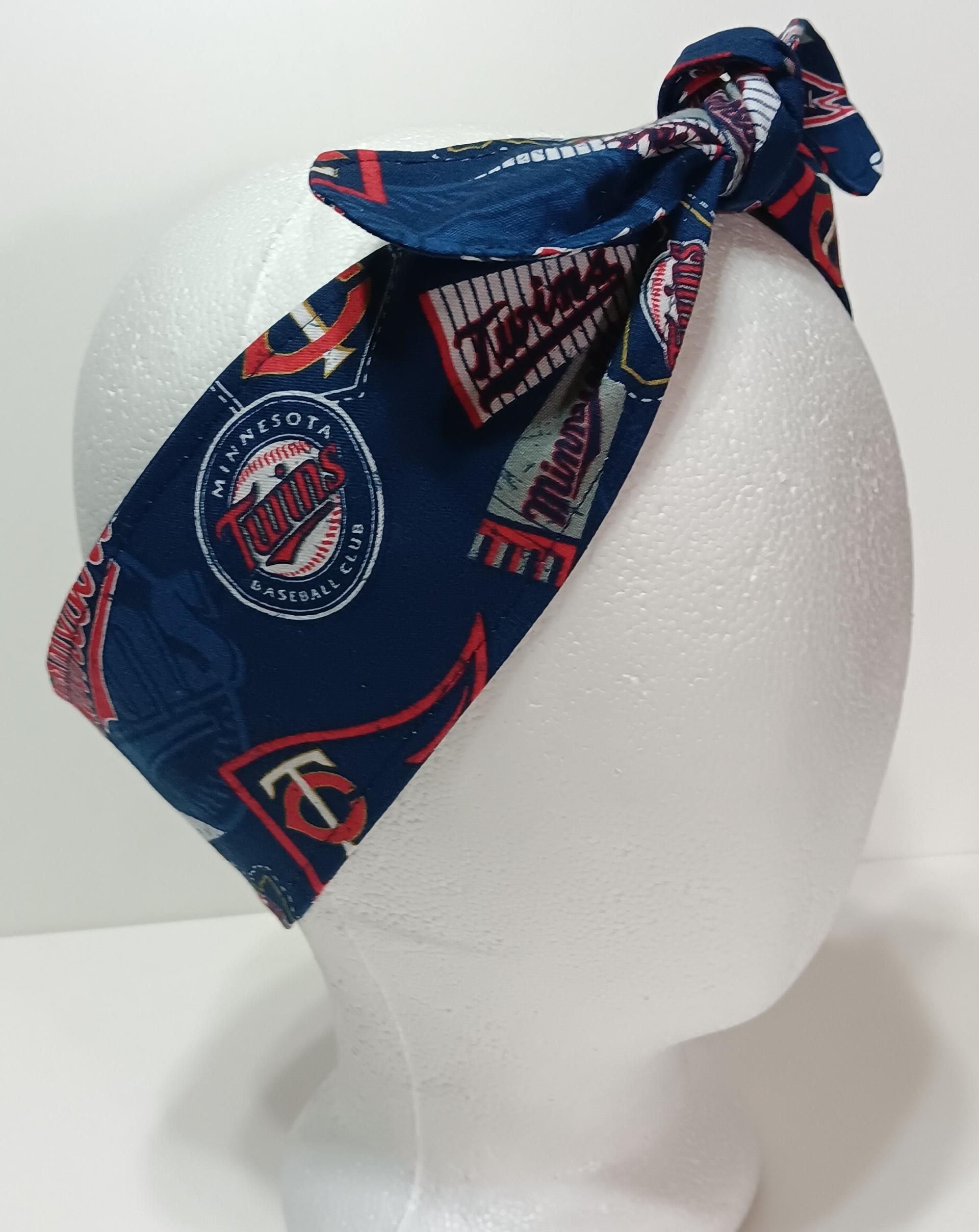 3” Wide Minnesota Twins headband, self tie, baseball, pin up style, hair wrap, hair tie, retro style, handmade