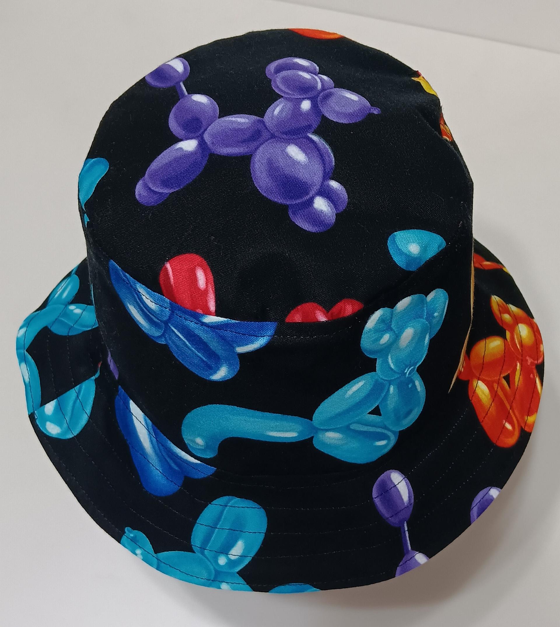 Balloon Animals Bucket Hat, Reversible, Sizes up to 4XL, cotton, clowning hat, fishing hat, sun hat, floppy hat, festival hat, party hat