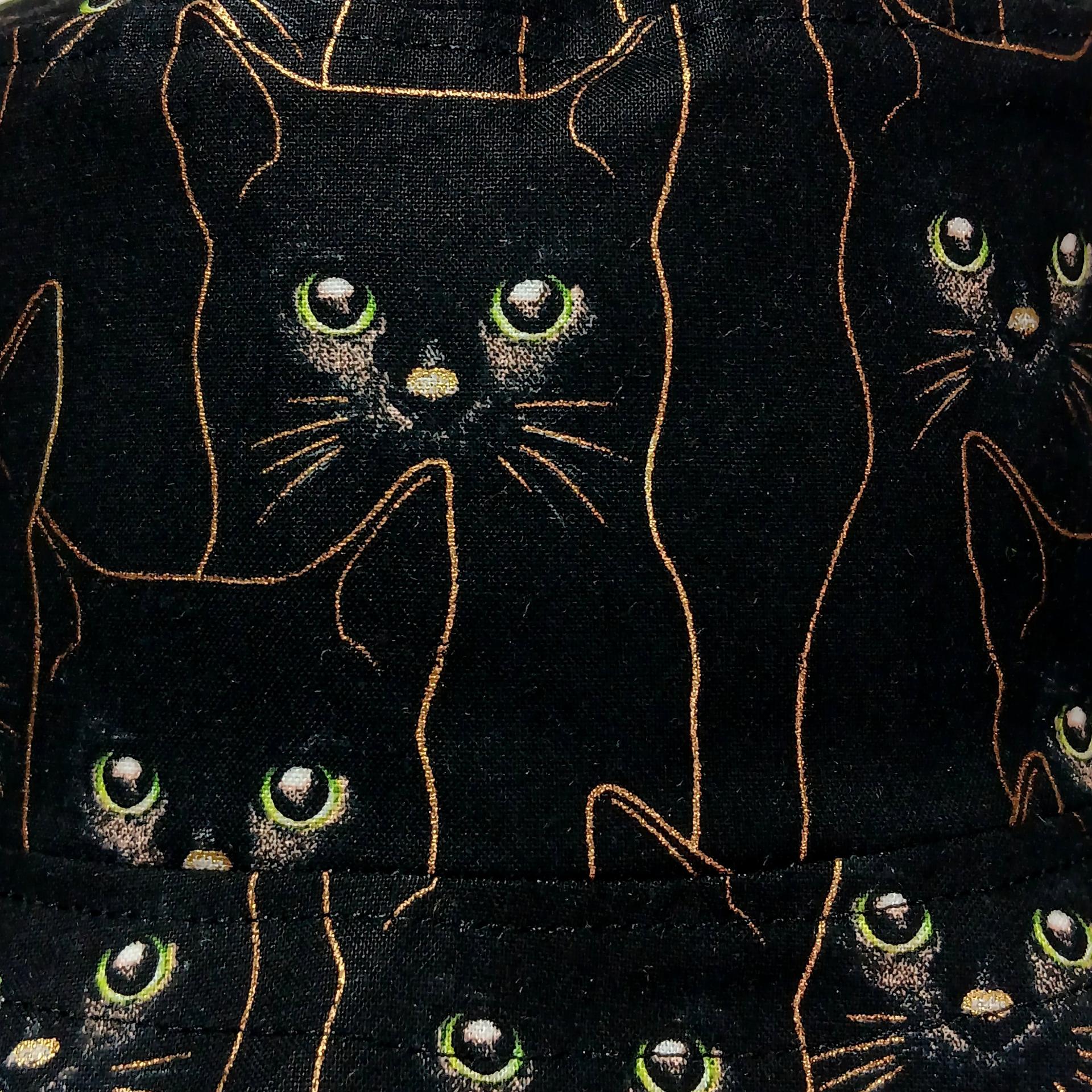 Black Cats Bucket Hat, Reversible, Sizes S-XXL, cotton, summer hat, fishing hat, ponytail hat, floppy hat, animal print hat, Halloween