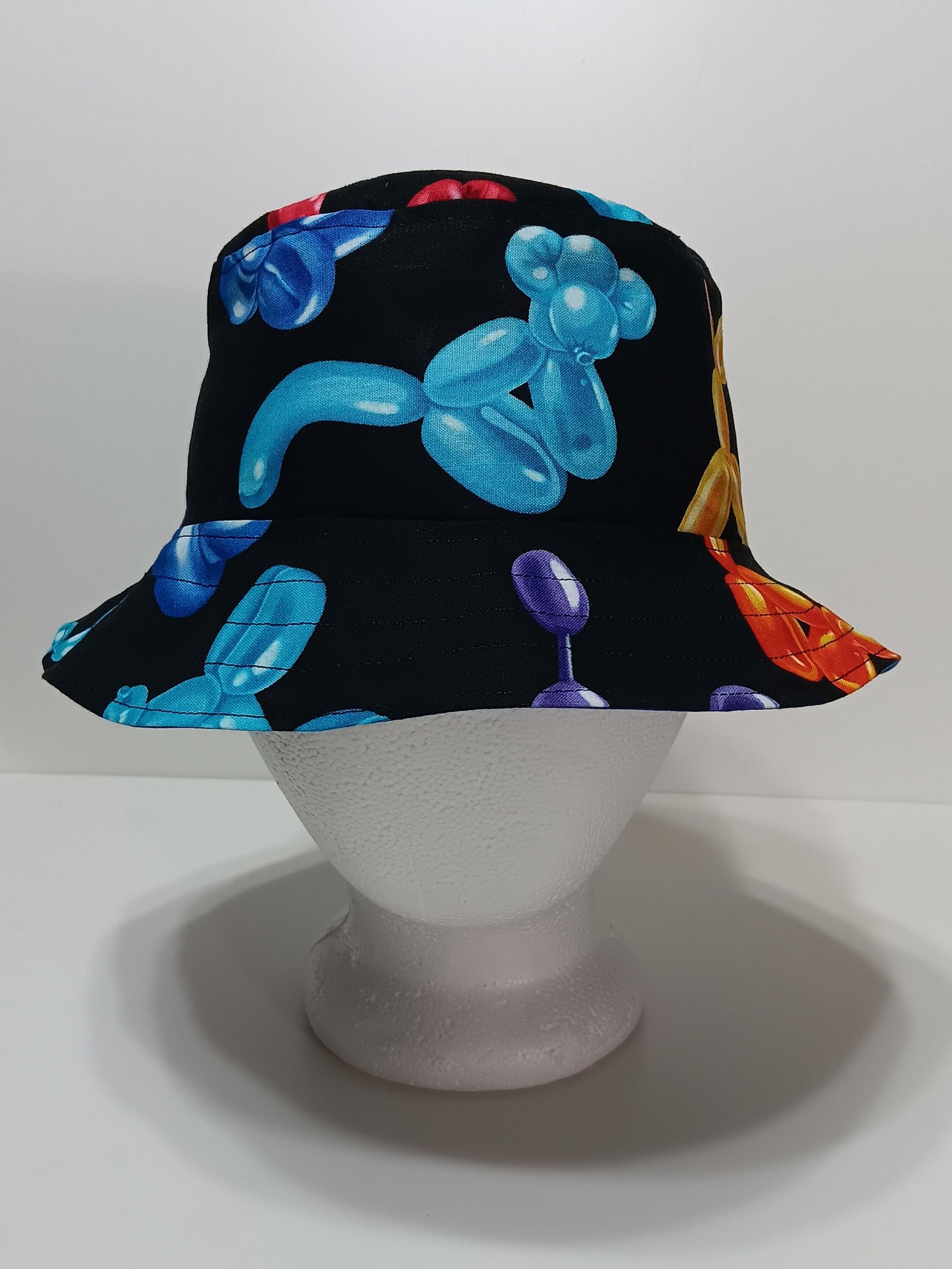 Balloon Animals Bucket Hat, Reversible, Sizes up to 4XL, cotton, clowning hat, fishing hat, sun hat, floppy hat, festival hat, party hat