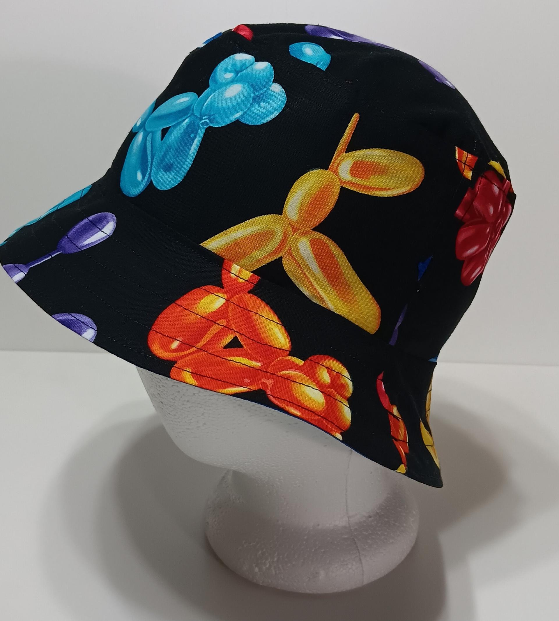 Balloon Animals Bucket Hat, Reversible, Sizes up to 4XL, cotton, clowning hat, fishing hat, sun hat, floppy hat, festival hat, party hat