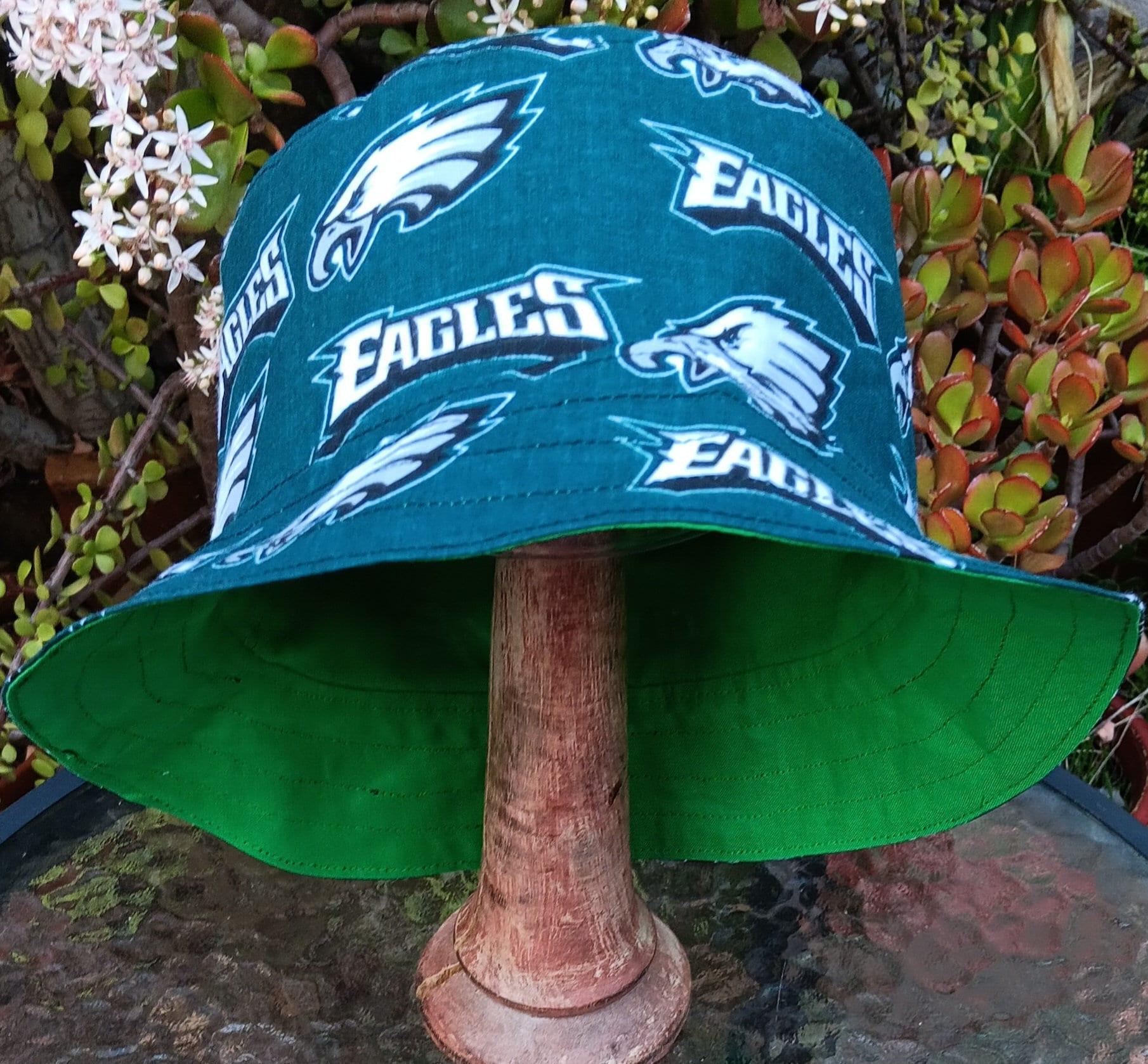 Philadelphia Eagles Bucket Hat, Reversible to Kelly Green, Sizes S-XXL, Unisex, Handmade, fishing hat, sun hat, floppy hat