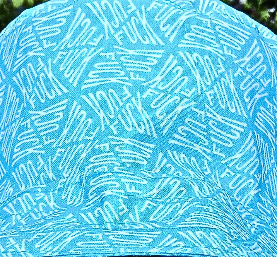 Geometic "F*ck" Print Bucket Hat, Reversible to Turquoise Blue, S-XXL, summer hat, sun hat, floppy hat, funny sassy gift for friend