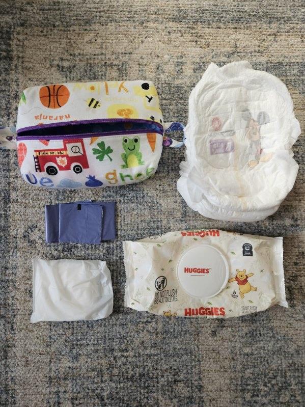 Boxy Zipper Diaper Pouch, Wipes Pouch, Diaper Bag Organizer, White Whales, Baby Shower Gift, Gift for Whale Lover