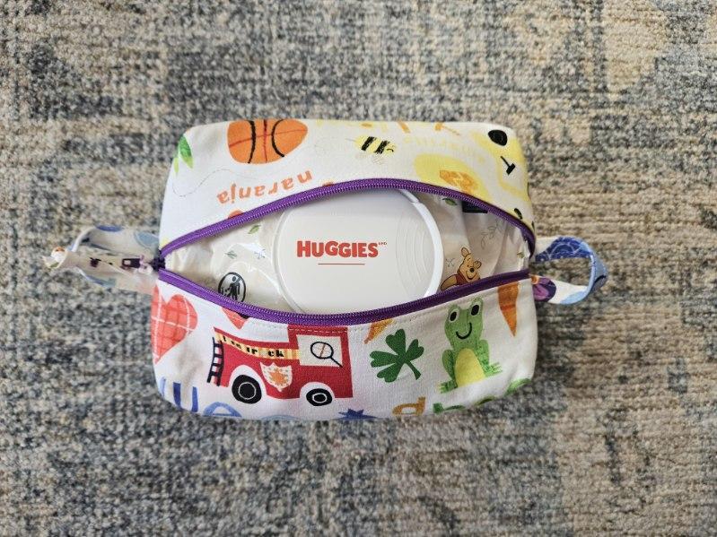 Boxy Zipper Diaper Pouch, Wipes Pouch, Diaper Bag Organizer, White Whales, Baby Shower Gift, Gift for Whale Lover