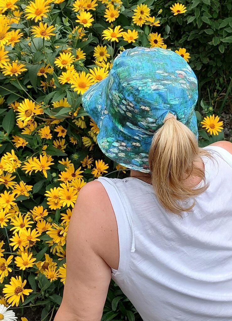 Watercolor Floral Bucket Hat, Canvas, Reversible, Blue Flowers, Sizes up to 4XL, Cotton, Tropical Hat, Floppy Hat, adults or older children