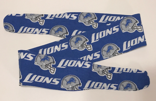 3” wide Detroit Lions hair tie, hair wrap, headband, pin up, self tie, scarf, neckerchief, retro, rockabilly