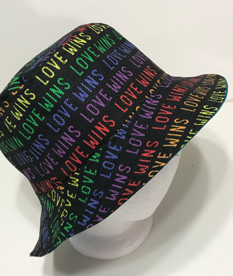 Love Wins Bucket Hat, Rainbow, LGBTQ, Pride, Reversible, Adult Size LARGE, cotton, summer hat, fishing hat, sun hat, floppy hat