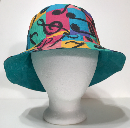 Music Theme Bucket Hat, Multicolor, Music Notes, Reversible, S-XXL, adults or older children, summer hat, fishing hat, sun hat, floppy hat