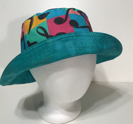 Music Theme Bucket Hat, Multicolor, Music Notes, Reversible, S-XXL, adults or older children, summer hat, fishing hat, sun hat, floppy hat
