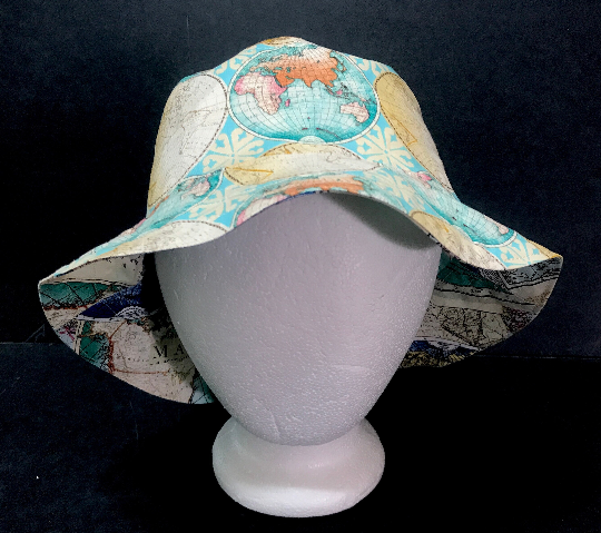 Map Theme Bucket Hat, Reversible, World Travel, Geography, Tourist Hat, Cruise Hat, Traveler Gift, Cartography