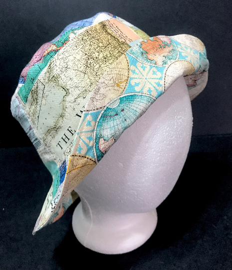 Map Theme Bucket Hat, Reversible, World Travel, Geography, Tourist Hat, Cruise Hat, Traveler Gift, Cartography
