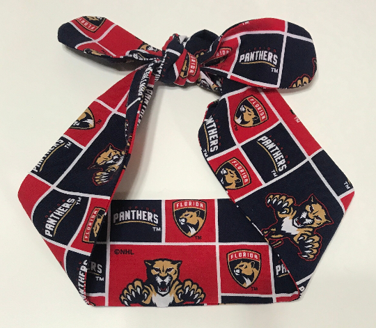 3” Wide Florida Panthers headband, handmade, hair wrap, hair tie, head wrap, pin up, hair tie, neckerchief, retro, rockabilly, cotton, hockey