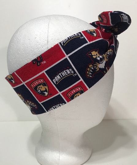 3” Wide Florida Panthers headband, handmade, hair wrap, hair tie, head wrap, pin up, hair tie, neckerchief, retro, rockabilly, cotton, hockey
