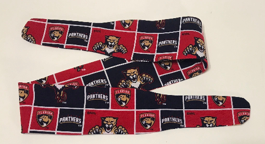 3” Wide Florida Panthers headband, self tie, handmade, hair wrap, hair tie, head wrap, pin up style, hair tie, retro, hockey