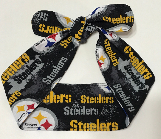 3” wide Pittsburgh Steelers hair tie, headband, pin up, self tie, scarf, neckerchief, retro, rockabilly, handmade