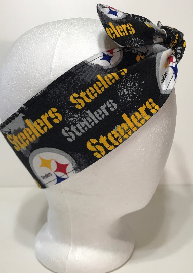 3” wide Pittsburgh Steelers hair tie, headband, pin up, self tie, scarf, neckerchief, retro, rockabilly, handmade