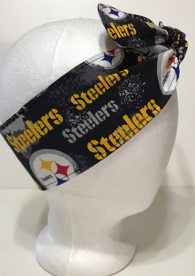 3” wide Pittsburgh Steelers headband, self tie, pin up style, scarf, bandana, retro style, rockabilly, handmade