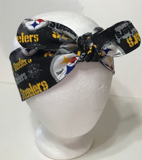 3” wide Pittsburgh Steelers hair tie, headband, pin up, self tie, scarf, neckerchief, retro, rockabilly, handmade