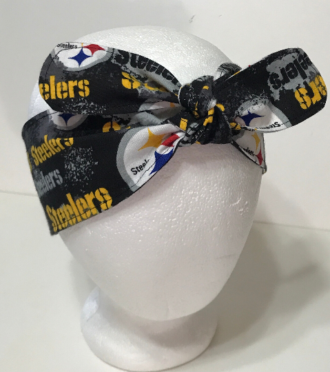 3” wide Pittsburgh Steelers headband, self tie, pin up style, scarf, bandana, retro style, rockabilly, handmade