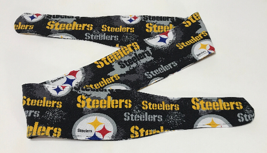 3” wide Pittsburgh Steelers hair tie, headband, pin up, self tie, scarf, neckerchief, retro, rockabilly, handmade
