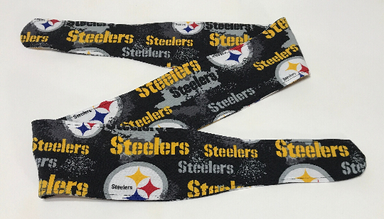 3” wide Pittsburgh Steelers headband, self tie, pin up style, scarf, bandana, retro style, rockabilly, handmade