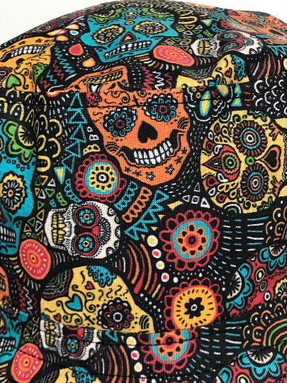 Sugar Skulls Bucket Hat, Day of the Dead or Día de los Muertos, Sizes up to 4XL, ponytail hat, sun hat, calaveras, floppy hat,