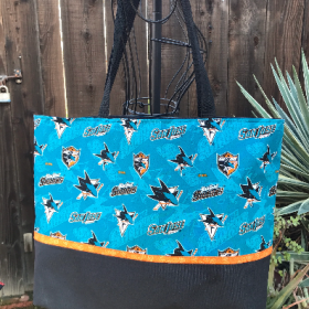 SJ San Jose Sharks tote bag, canvas bottom and lining