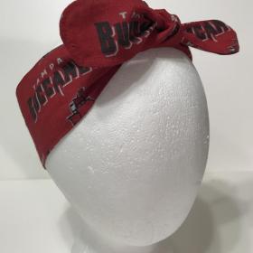3” wide Tampa Bay Buccaneers hair tie, Bucs headband, hair wrap, head wrap, pin up, self tie, scarf, neckerchief, retro, rockabilly, handmade