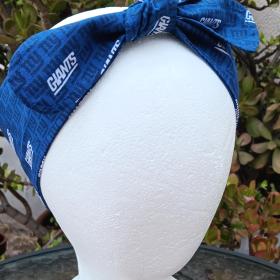 3” Wide NY Giants headband, hair wrap, handmade, pin up, hair tie, retro, rockabilly, New York Giants football