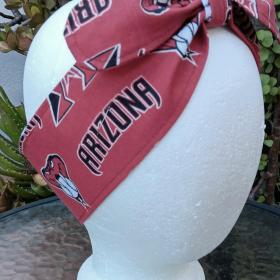 3” Wide Arizona Diamondbacks headband, Sedona red. handmade, hair tie, scarf, pin up style, hair wrap, retro, rockabilly, scarf