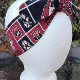 3” Wide Arizona Coyotes headband, hair wrap, pin up, hair tie, neckerchief, retro, rockabilly, handmade