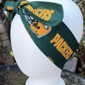 3” wide Green Bay Packers Headband, Wisconsin, hair tie, hair wrap, head wrap, pin up style, self tie, scarf, retro, rockabilly, handmade