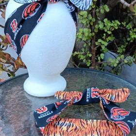 3” Wide Cincinnati Bengals & Tiger Stripe headband, hair wrap, head wrap, hair tie, pin up style, rockabilly, handmade