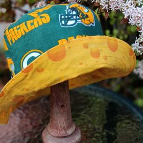Green Bay Packers / Cheese Bucket Hat, Reversible, Size LARGE, Cheesehead, handmade, fishing hat, ponytail hat, floppy hat, adults or older children