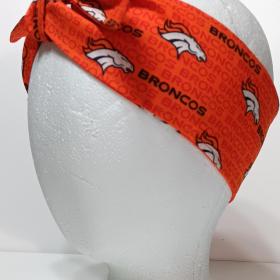 3” wide Denver Broncos headband, self tie, orange, hair tie, hair wrap, pin up style, scarf, rockabilly style, handmade