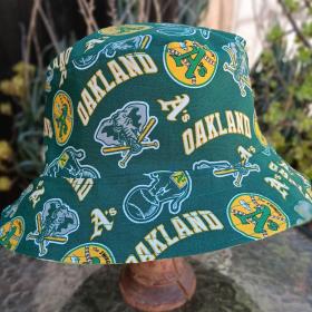 Swingin’ A’s Bucket Hat, Reversible, Unisex Sizes up to 4XL, Cotton, Handmade, Oakland Athletics, Oakland A's bucket hat, adults or older children