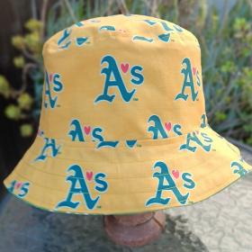 A’s Bucket Hat, Golden Yellow, Reversible, Unisex Sizes up to 4XL, cotton, fishing hat, sun hat, floppy hat, handmade, adults or older children