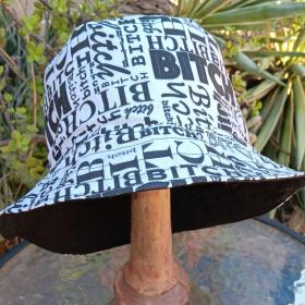 "B*TCH" Black and White Bucket Hat, Reversible to Black, Sizes up to 4XL, summer hat, sun hat, floppy hat, funny sassy gift for friend, bitch hat