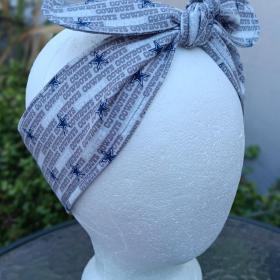 3” wide Dallas Cowboys Headband, handmade, self tie, pin up style, scarf, retro style, bandana, rockabilly style