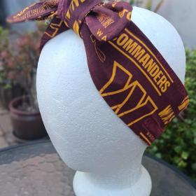 3” wide Washington Commanders headband, handmade, self tie, pin up style, scarf, retro style, bandana, rockabilly, football