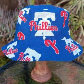 Philadelphia Phillies Bucket Hat, Handmade, Reversible to Blue, Unisex Sizes up to 4XL, fishing hat, ponytail hat, sun hat, floppy hat